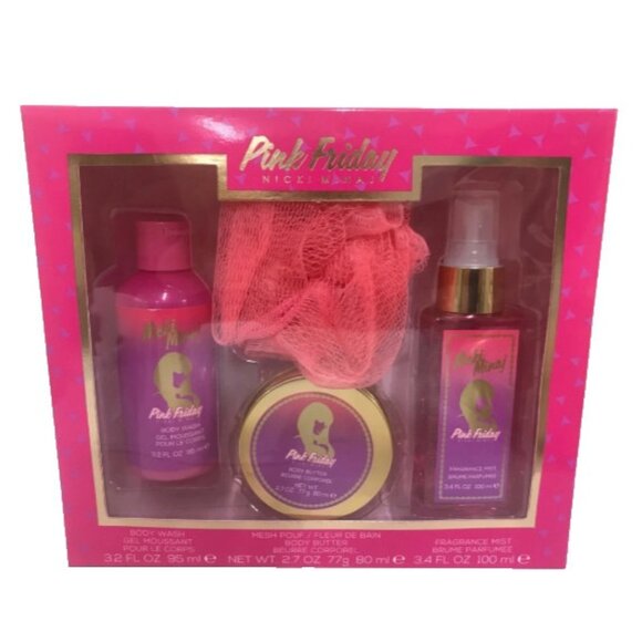 Nicki Minaj Pink Friday 4pc Gift Set ,Fragrance Mist, Body Butter ,Mesh Pouf NEW - Picture 3 of 3